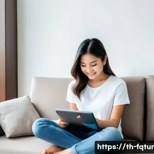 동적 웹 콘텐츠의 미래 기술 - **Prompt:** "A young Thai woman, casually dressed in a modest t-shirt and jeans, is sitting comforta...