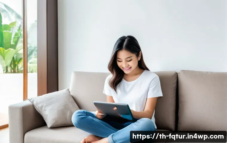 동적 웹 콘텐츠의 미래 기술 - **Prompt:** "A young Thai woman, casually dressed in a modest t-shirt and jeans, is sitting comforta...