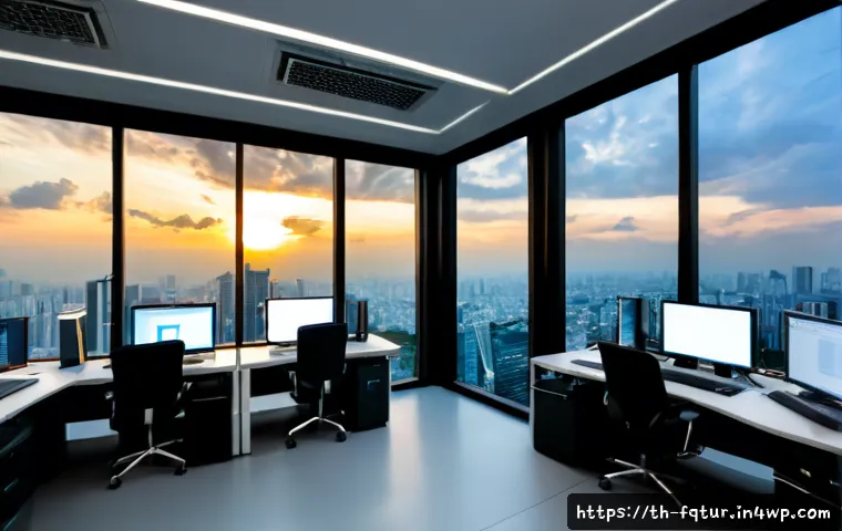 Home 13 혁신적인 웹 호스팅 서비스의 미래 - Photorealistic modern web hosting operations center in Bangkok, Thailand, Thai technology profession...